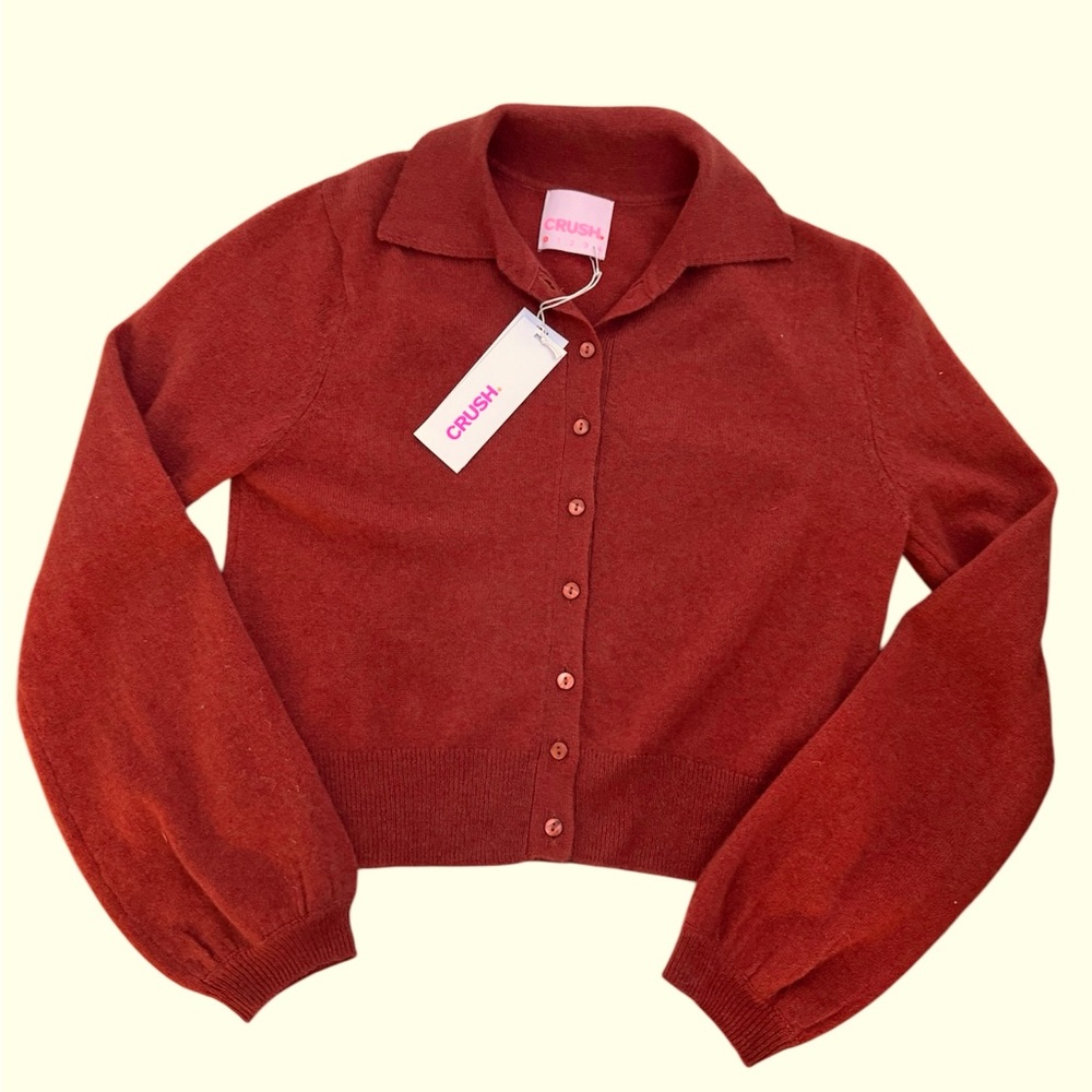 Crush Cashmere Phia Crop Cardigan in Copper Color Size 0 (XS) NWT